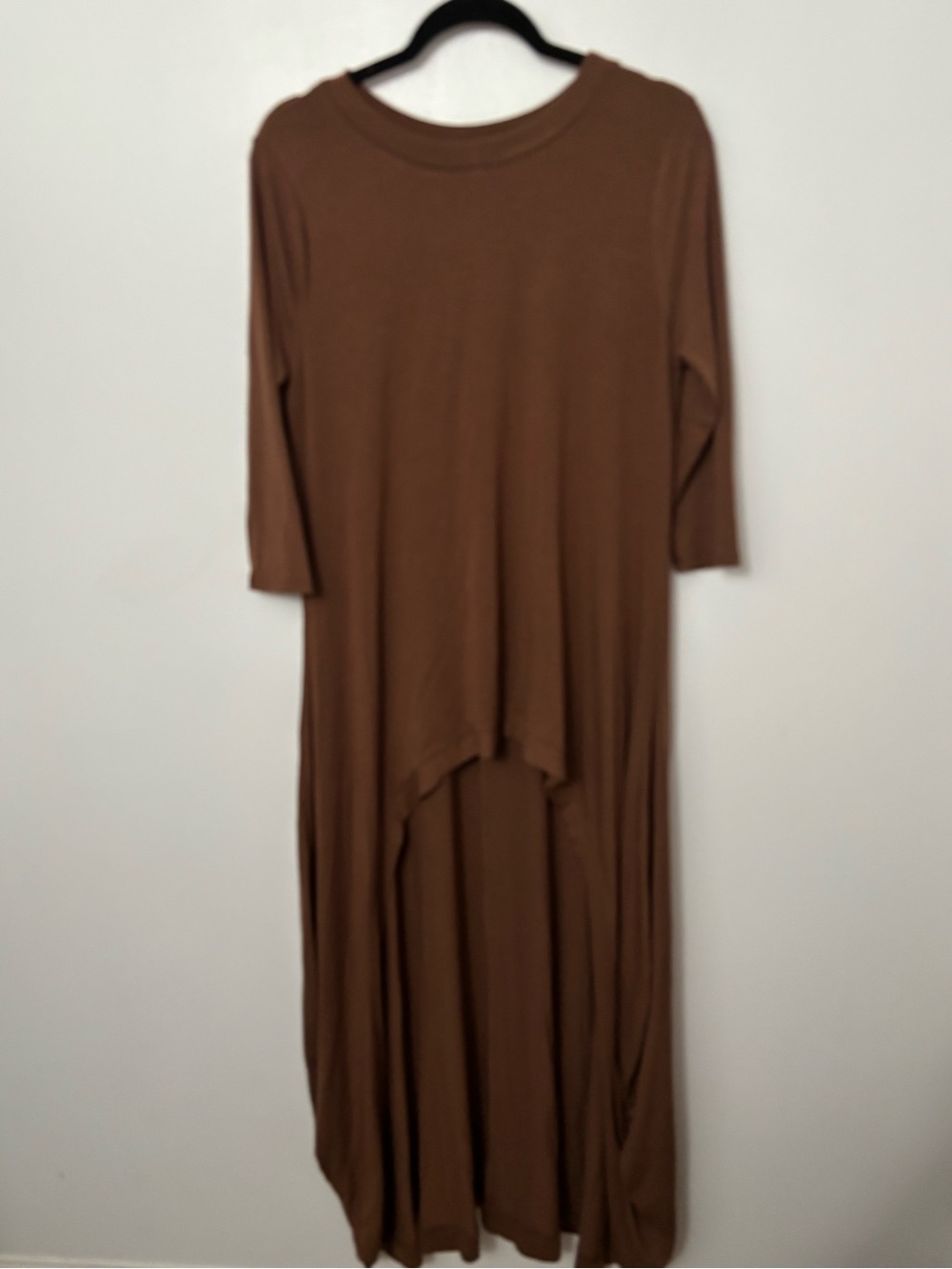 Zenana Outfitters Brown High-Low Maxi Dress